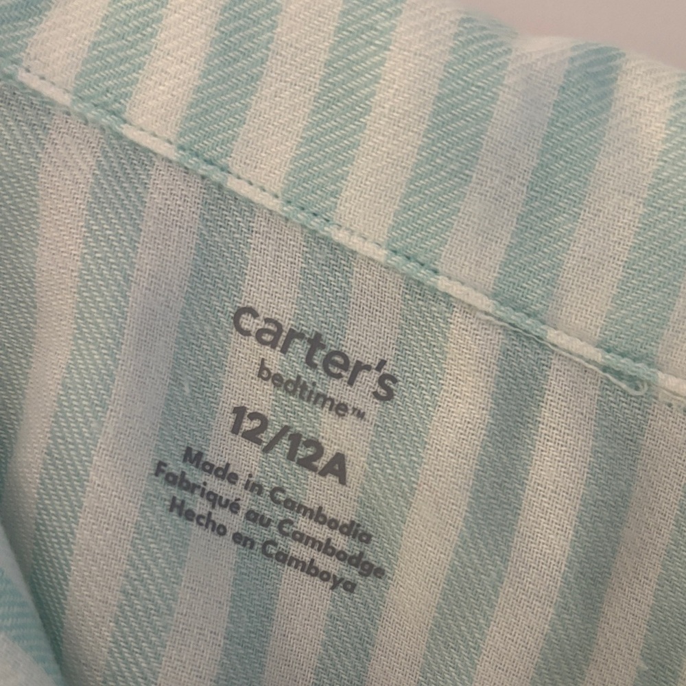 Carter's Aqua and White Striped Pajama Set - Picture 5 of 5
